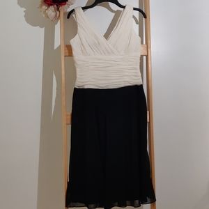 Ivory and black classic chiffon cocktail dress